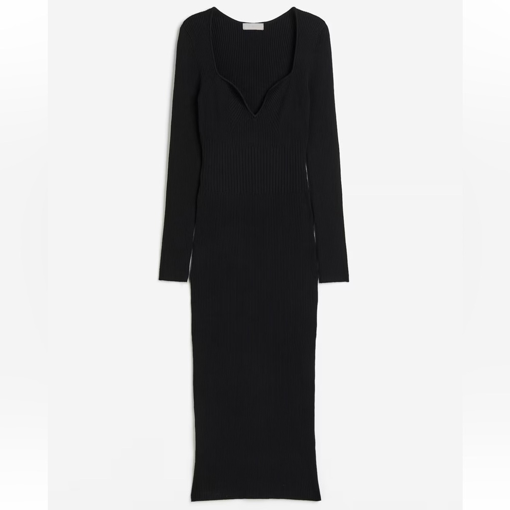 H&M Black Rib-Knit Bodycon Dress - Picture 1 of 6